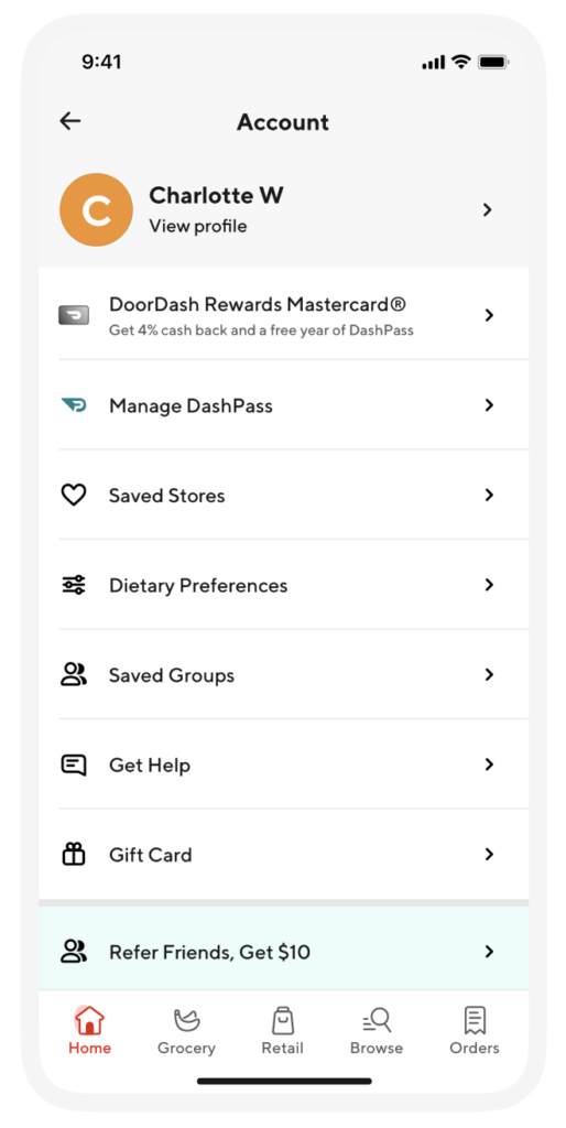 Manage DashPass button in DoorDash settings.