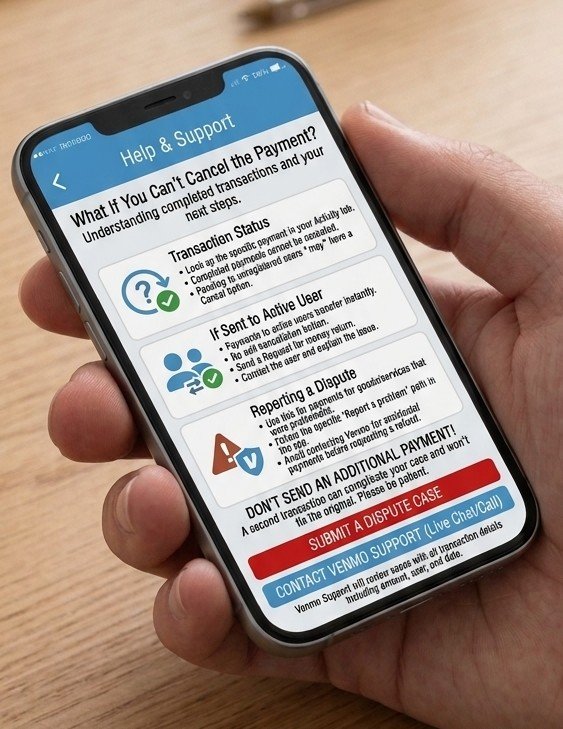 Venmo app Help screen for payment dispute"