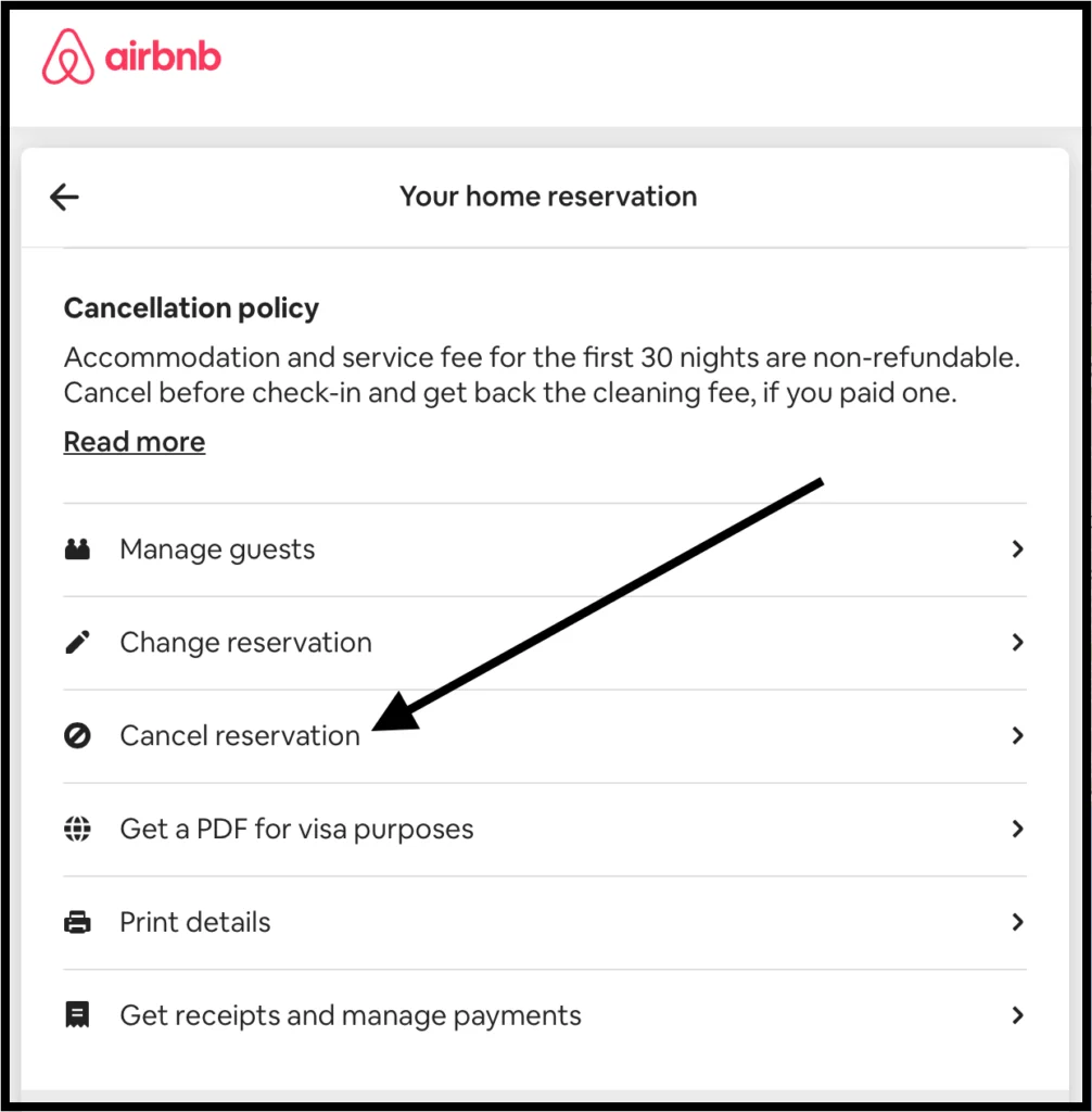 Airbnb cancellation email notification showing options to get a full refund or rebook with extra credit.